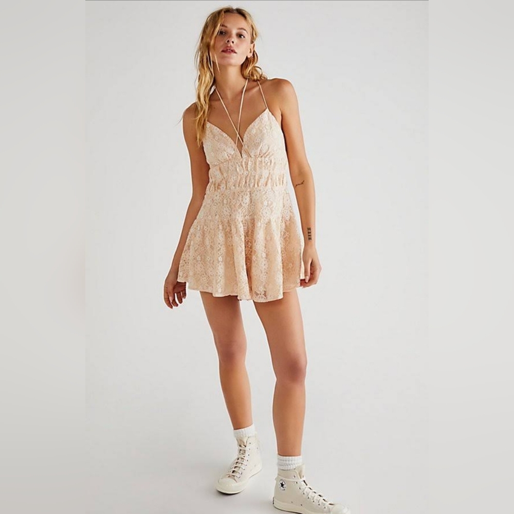 Summer Free People Lexi Strappy Lace Romper
